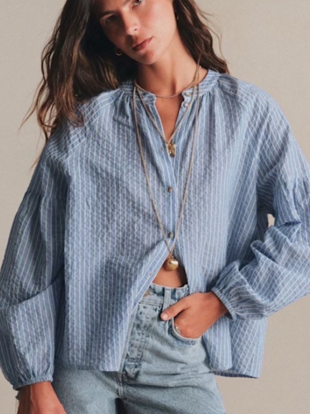 Sezane Nerissa blue blouse, size 40